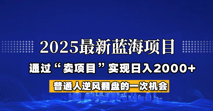 2025年蓝海项目,如何通过“网创项目”日入2000+-大可网创