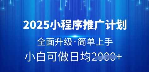 2025小程序推广计划,全面升级,简单上手,日均多张【揭秘】-大可网创