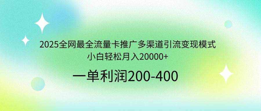 (14126期)2025全网最全流量卡推广多渠道引流变现模式,小白轻松月入20000+-大可网创