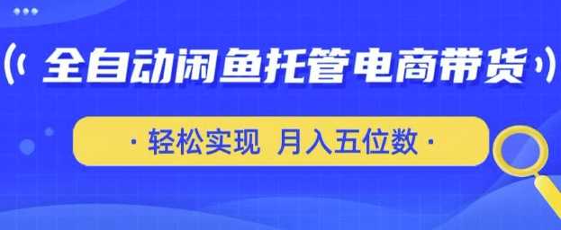 全自动闲鱼托管式电商带货,只需一部安卓手机和一个闲鱼号,轻松实现月入五位数【揭秘】-大可网创
