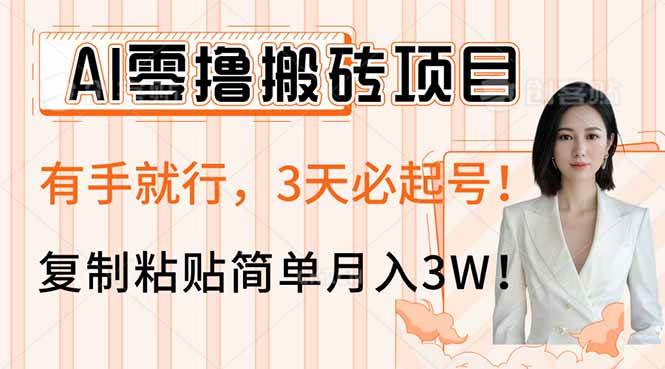 (14134期)AI零撸搬砖项目玩法,有手就行,3天必起号,复制粘贴简单月入3W!-大可网创
