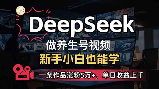 (14199期)小白用DeepSeek做养生号,一条作品涨粉5万+,单日收益上千-大可网创