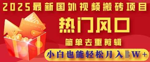 2025最新视频搬砖项目,热门风口,简单去重剪辑,小白也能轻松月入过W-大可网创