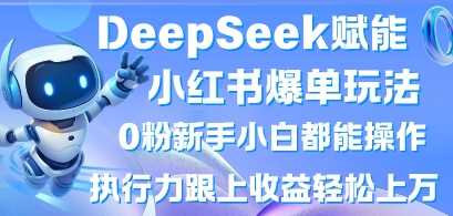 DeepSeek赋能小红书爆单玩法0粉新手小白都能操作,执行力跟上收益轻松上W,懒人勿做-大可网创