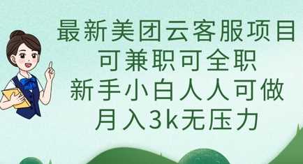 最新美团云客服项目,可兼职可全职,新手小白人人可做,月入3k无压力-大可网创