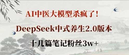 AI中医大模型杀疯了!DeepSeek中式养生2.0版本,十几篇笔记粉丝3w+-大可网创