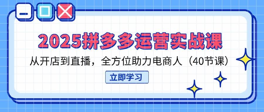 (14259期)2025拼多多运营实战课,从开店到直播,全方位助力电商人(40节课)-大可网创