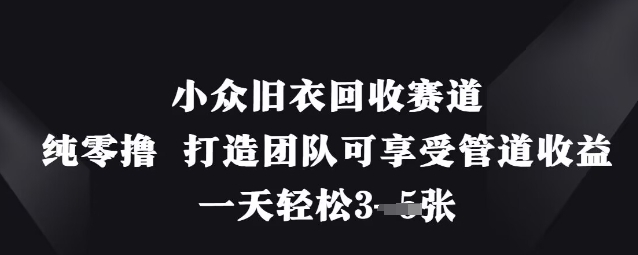 小众旧衣回收赛道,纯零撸 打造团队可享受管道收益,一天轻松3张-大可网创