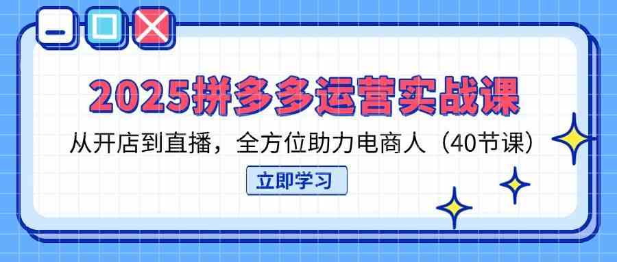2025拼多多运营实战课,从开店到直播,全方位助力电商人(40节课)-大可网创