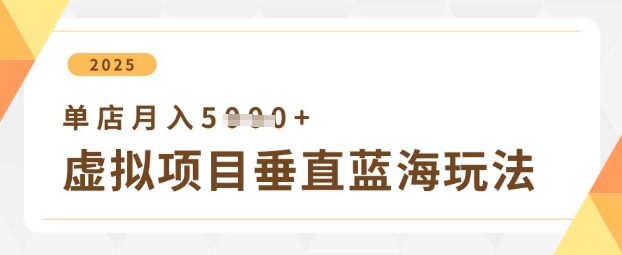 虚拟项目垂直玩法,实现单店月入5k+-大可网创