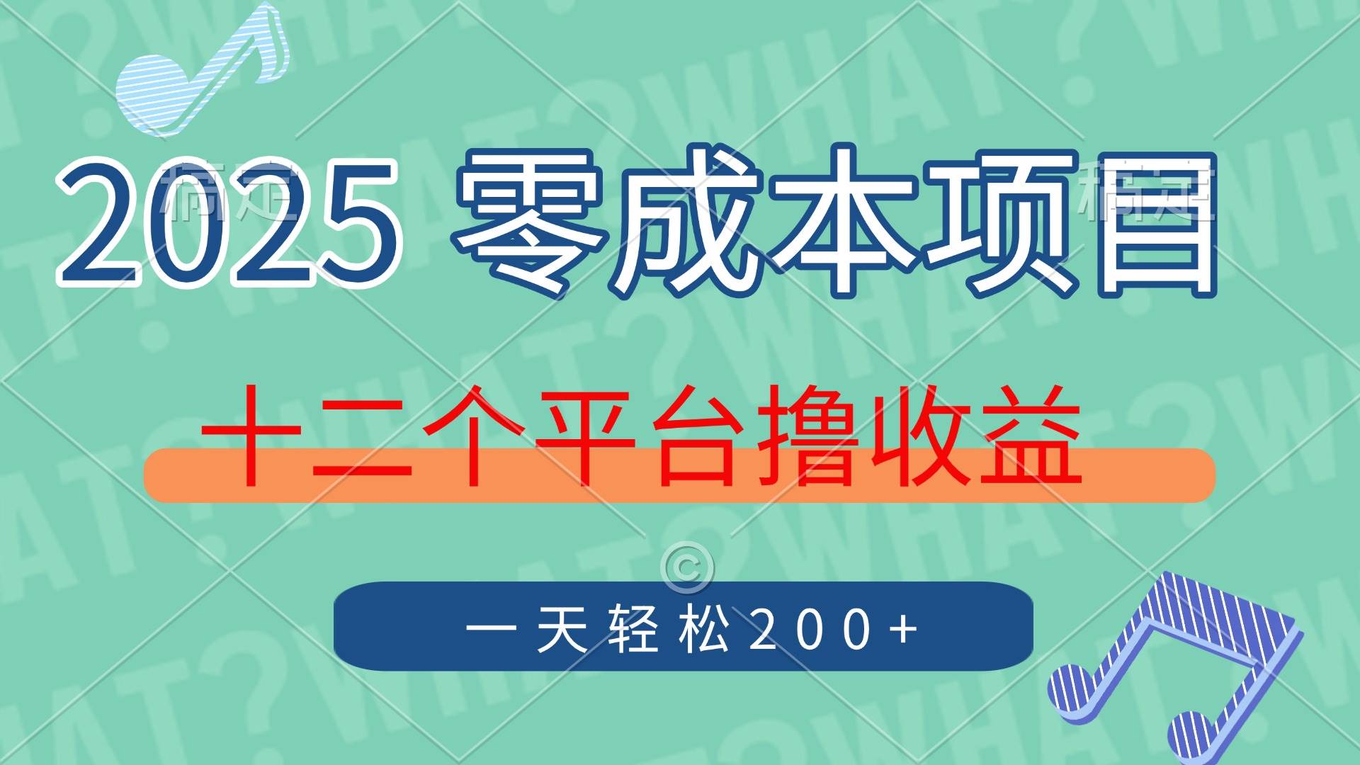 (14302期)2025年零成本项目,十二个平台撸收益,单号一天轻松200+-大可网创