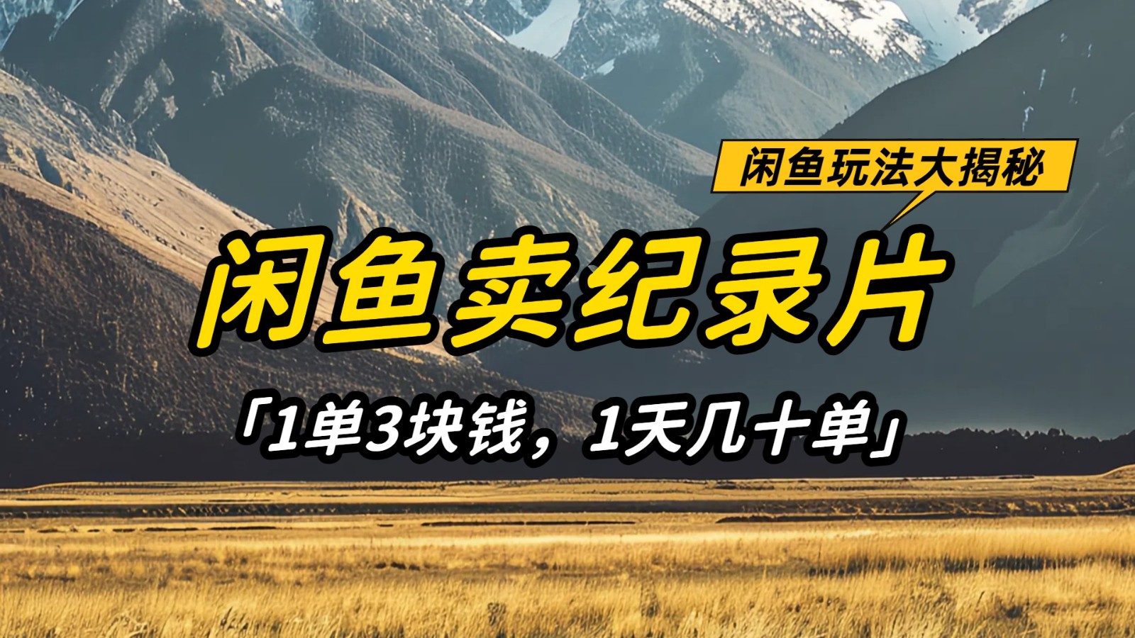 闲鱼卖纪录片,简单又赚钱的小项目,1单3块钱 1天几十单-大可网创