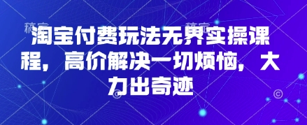 淘宝付费玩法无界实操课程,高价解决一切烦恼,大力出奇迹-大可网创