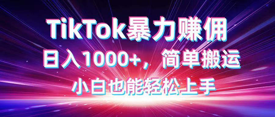 (14402期)TikTok搬运暴力赚佣,日入1000+,简单搬运,小白也能轻松上手-大可网创