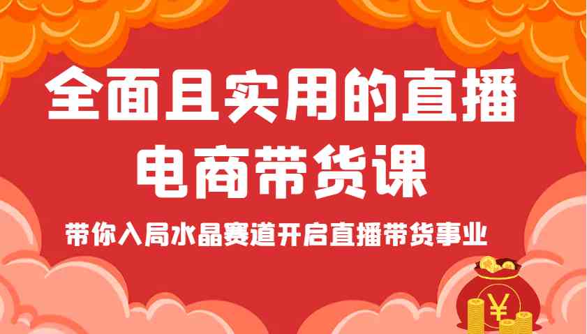 全面且实用的直播电商带货课,带你入局水晶赛道开启直播带货事业-大可网创