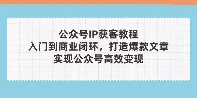 (14486期)公众号IP获客教程(第3期),从入门到商业闭环,打造爆款文章,实现公众…-大可网创