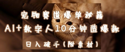 宠物赛道爆单秘籍:AI+数字人10分钟造爆款,日入1k-大可网创