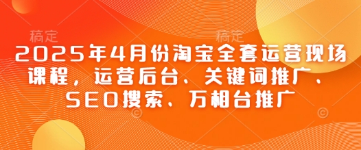 2025年4月份淘宝全套运营现场课程,运营后台、关键词推广、SEO搜索、万相台推广-大可网创