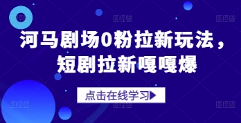 河马剧场0粉拉新玩法,短剧拉新嘎嘎爆-大可网创