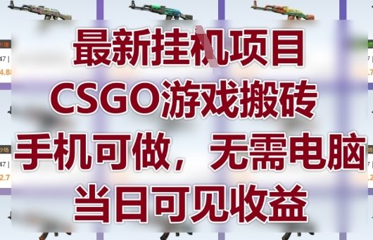最新挂G项目,CSGO游戏搬砖,手机可做,无需电脑,当日见收益【揭秘】-大可网创