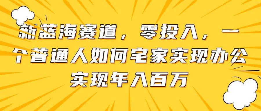 (14700期)新蓝海赛道,零投入,一个普通人如何宅家办公实现年入百万-大可网创