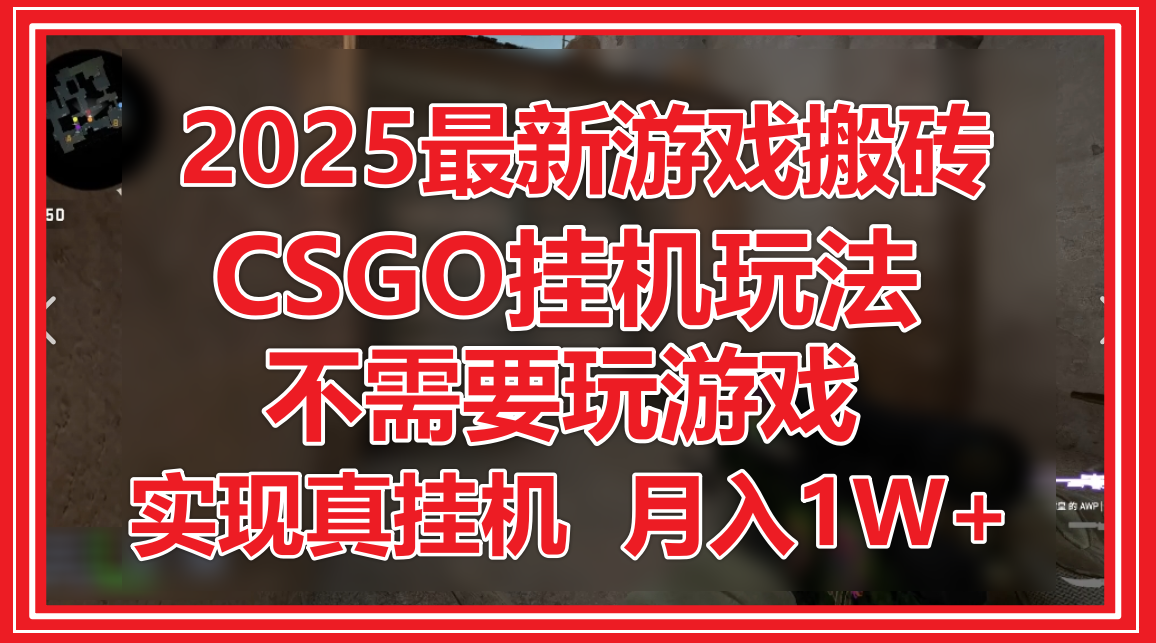 2025最新游戏搬砖,CSGO挂机,不需要玩游戏,实现真挂机,月入1W+-大可网创