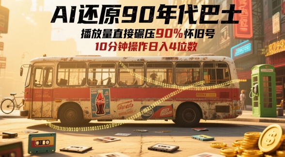 AI还原90年代巴士,一帧就让70后泪崩,播放量直接碾压90%怀旧号,每天操作十分钟,日入四位数-大可网创