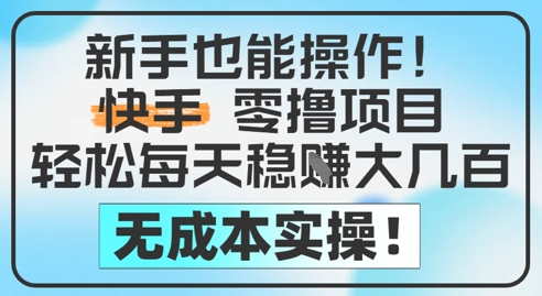 新手也能操作,快手零撸挣米,轻松每天挣2-5张,完全无成本-大可网创