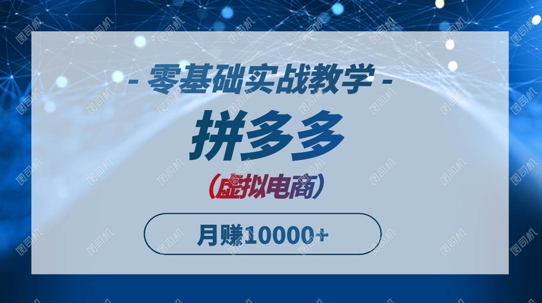 (14880期)拼多多虚拟电商,零基础实战教学,快速打爆商品,新手也能月入10000+-大可网创