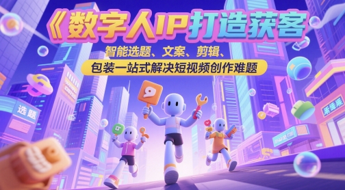 数字人IP打造获客变现实操课,智能选题、文案、剪辑、包装一站式解决短视频创作难题-大可网创