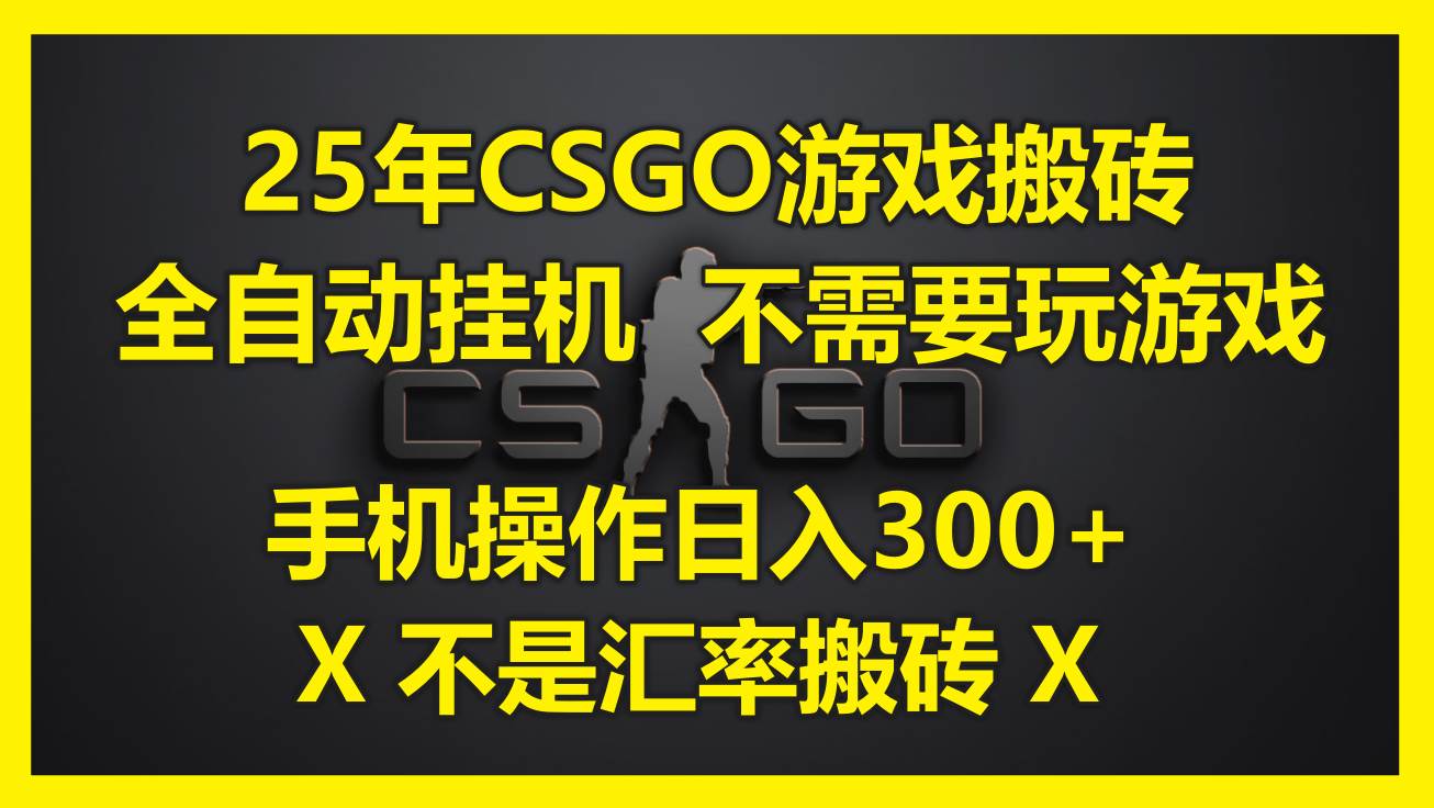 (14902期)25年CSGO游戏搬砖,全自动挂机,不需要玩游戏,手机操作日入300+。(不…-大可网创