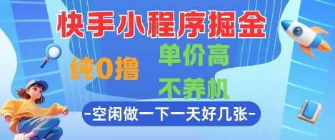快手小程序掘金,纯0撸,单价高不养机 利用空闲时间做一做,一天好几张【揭秘】-大可网创