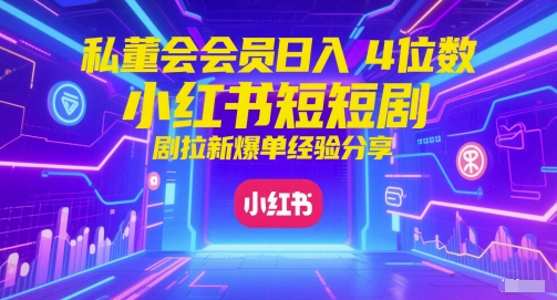 私董会会员日入4位数小红书红果短剧拉新爆单经验分享-大可网创