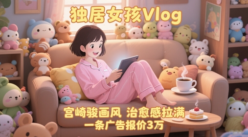 单个账号涨粉71W!用AI制作独居女孩Vlog,宫崎骏画风,治愈感拉满,一条广告报价3W-大可网创