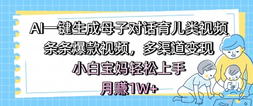AI一键生成母子对话育儿类视频,条条爆款视频,多渠道变现,小白宝妈轻松上手,月入1W+-大可网创