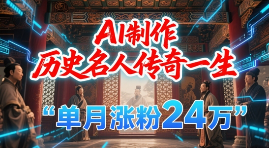 暴力起号!用AI制作历史名人传奇一生,单月涨粉24W,涨粉+变现赛道黑马来了-大可网创