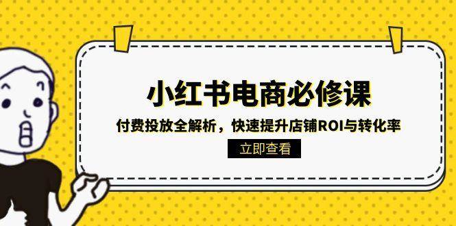 小红书电商必修课:付费投放全解析,快速提升店铺ROI与转化率-大可网创