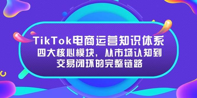 (15065期)TikTok电商运营知识体系:四大核心模块,从市场认知到交易闭环的完整链路-大可网创