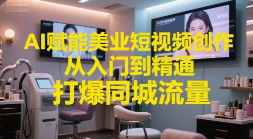 AI赋能美业短视频创作,从入门到精通,打爆同城流量,超级AI工具短视频实操落地-大可网创