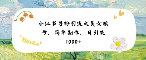 小红书男粉引流项目之美女账号6,简单制作,条条爆款原创,不违规-大可网创