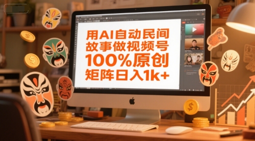用AI自动民间故事做视频号,100%原创,矩阵日入1k+-大可网创