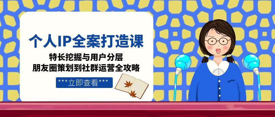 个人IP全案打造课,特长挖掘与用户分层,朋友圈策划到社群运营全攻略-大可网创
