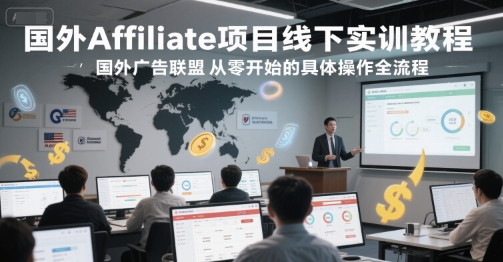 国外Affiliate项目线下实训教程,国外广告联盟从零开始的具体操作全流程-大可网创