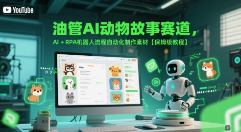 油管AI动物故事赛道,AI+RPA机器人流程自动化制作素材【保姆级教程】-大可网创
