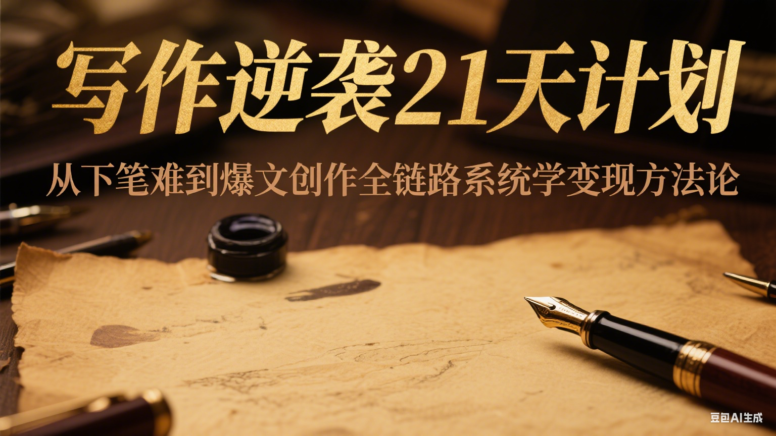 写作逆袭21天计划:从下笔难到爆文创作全链路系统学变现方法论-大可网创