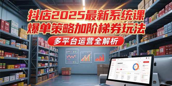 (15214期)抖店2025最新系统课,爆单策略加阶梯券玩法,多平台运营全解析-大可网创