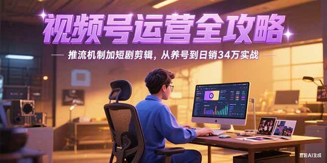 (15217期)2025视频号运营全攻略,推流机制加短剧剪辑,从养号到日销34万实战-大可网创