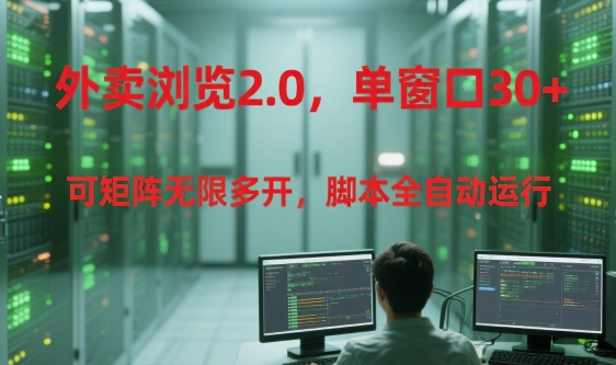 外卖浏览2.0,单窗口30+可矩阵无限多开,脚本全自动运行【揭秘】-大可网创
