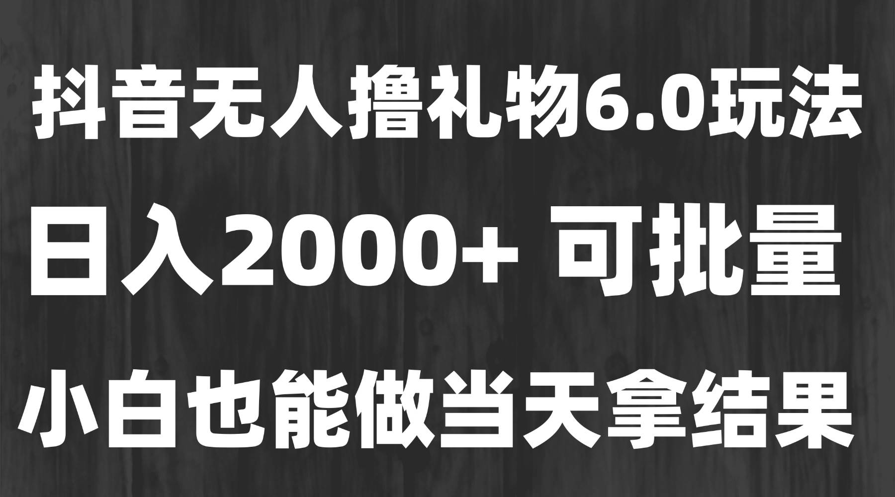(15250期)最新风口暴力撸金技术,无人撸礼物,长期稳定 一天收益2000+,小白当天…-大可网创