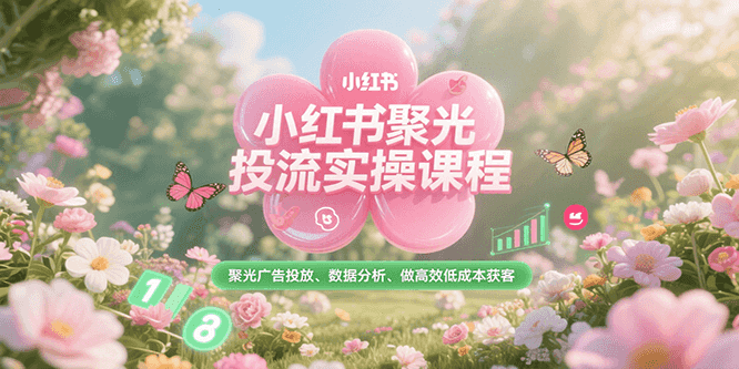 小红书聚光投流实操课程,聚光广告投放、数据分析、做高效低成本获客-大可网创